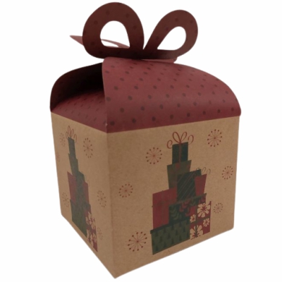 Christmax Geschenkbox natur mit Weihnachsmotiven