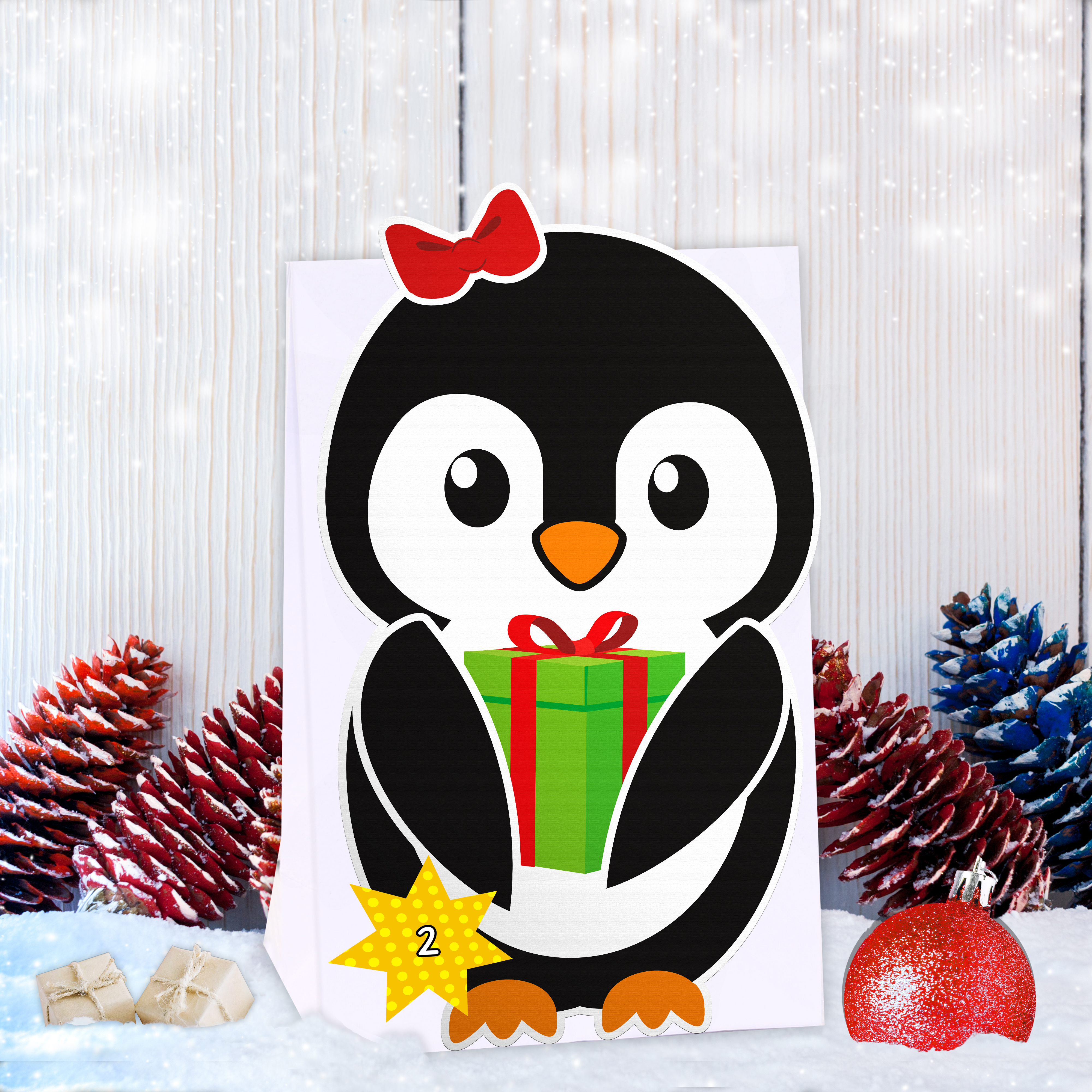 Vorgestanzter Adventskalender WEIHNACHTSFREUNDE zum selber basteln und bef�llen