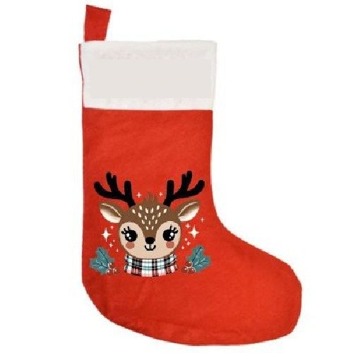 Weihnachtsstrumpf mit Wunschnamen und Retro-Rentier